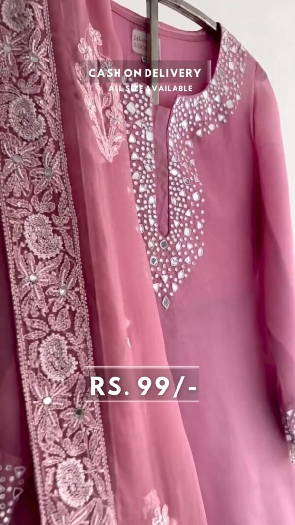 CHIKANKARI X MIRROR WORK KURTA SET