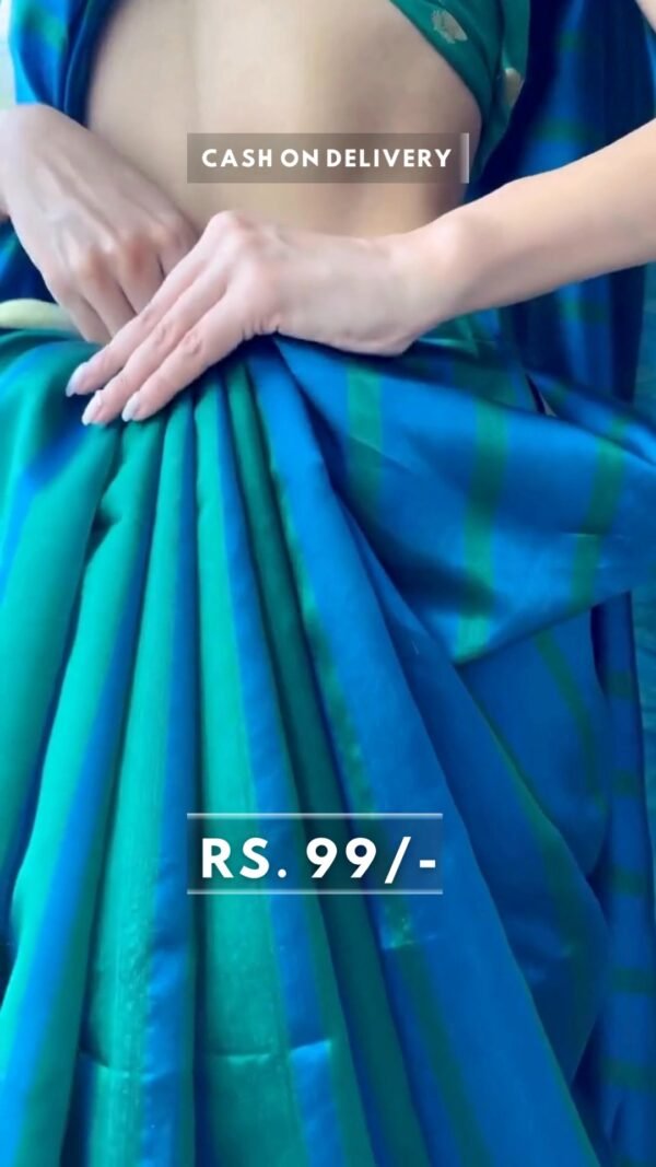 Women Soft Silk Saree with Contrast Border - Image 3