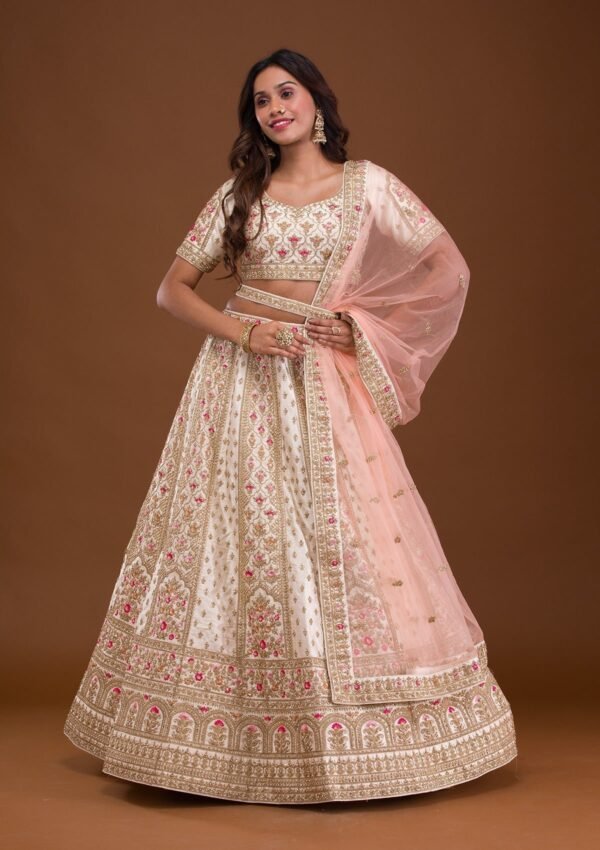 Zariwork Raw Silk Readymade Lehenga