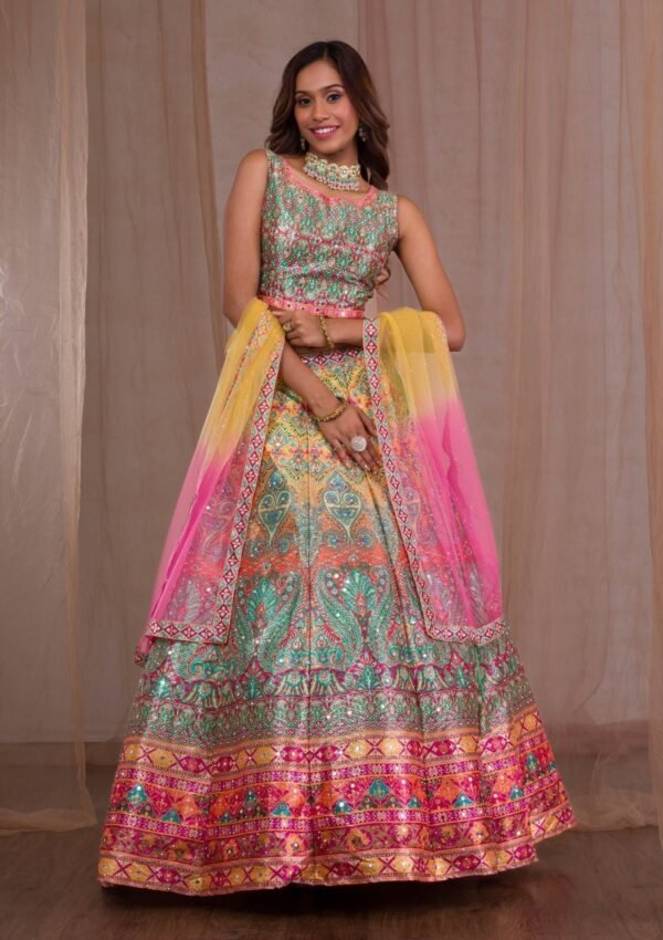 Multi Mirrorwork Banarasi Readymade Lehenga