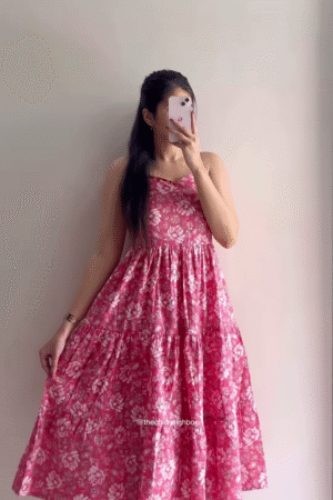 Elegant Printed Tiered Dress for Women - Stylish Maroon & White Midi Dress - Available in 6 Colors