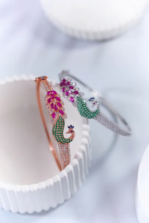 Women’s Peacock Design Stone-Studded Bracelets
