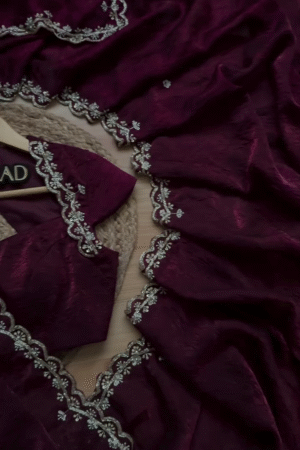 Maroon Vinework Embroidered Silk Ensemble