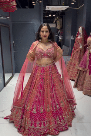 Radiant Pink Embellished Bridal Lehenga Set