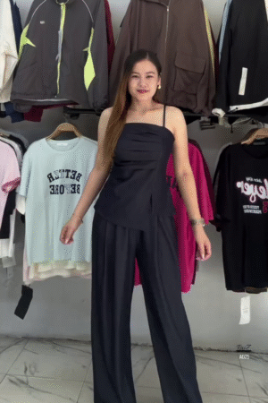 Women’s Elegant Two-Piece Wide-Leg Pant Set