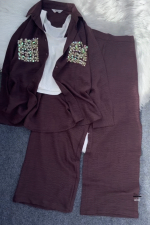 Women’s Teal Embellished Two-Piece Set