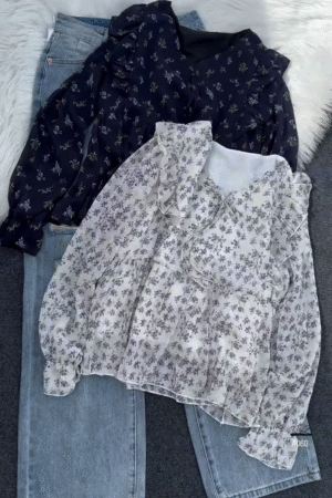 Floral Ruffled Chiffon Blouse