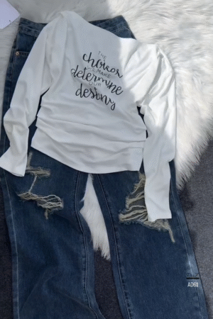 Inspirational Slogan Long-Sleeve Tee