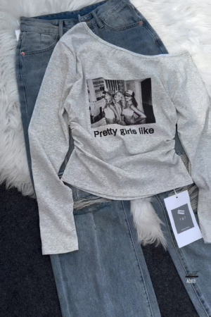 Grey Graphic Long Sleeve Tee