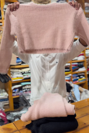 Ribbed Knit Co-ord Sets 🧶🌸 With Sweater & Pants – Pink & Black Variants