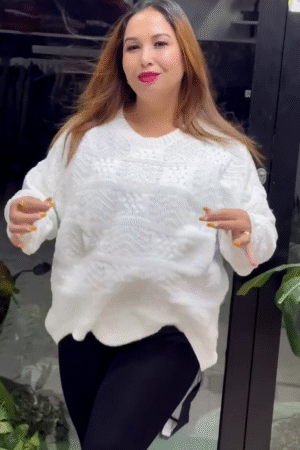 Textured Knit Sweaters 🧶🧥 – White, Maroon & Black Variants with Raised Pattern Detailing