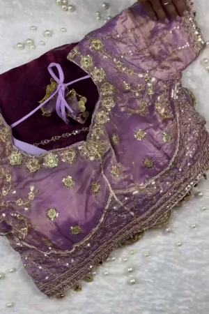 Luxury Lavender Heavy Embroidered Designer Readymade Blouse