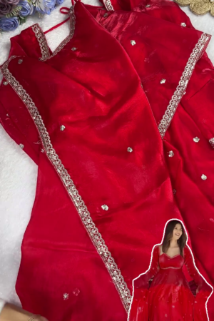 Radiant Crimson Red Anarkali with Scalloped Zari Artistry