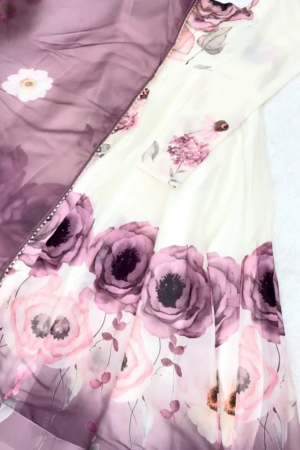 Grand Floral Anarkali in Mauve and Cream