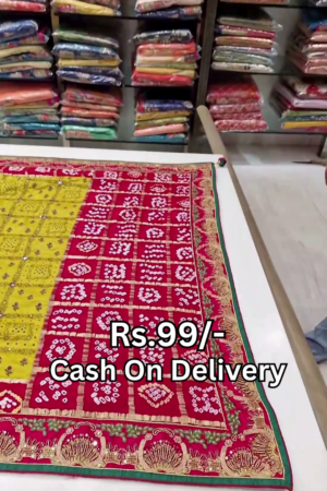 Heritage Crimson & Citrine Bandhani Dupatta