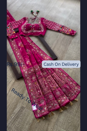 Magenta Heritage Saree with Celestial & Floral Artistry