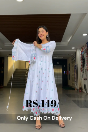 Ethereal White Anarkali Set with Embroidered Jacket