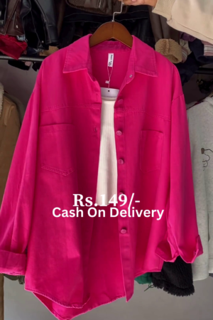 Urban Chic: Fuchsia Oversized Denim Shacket