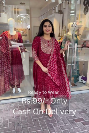 Grandeur Maroon Anarkali Suit Set