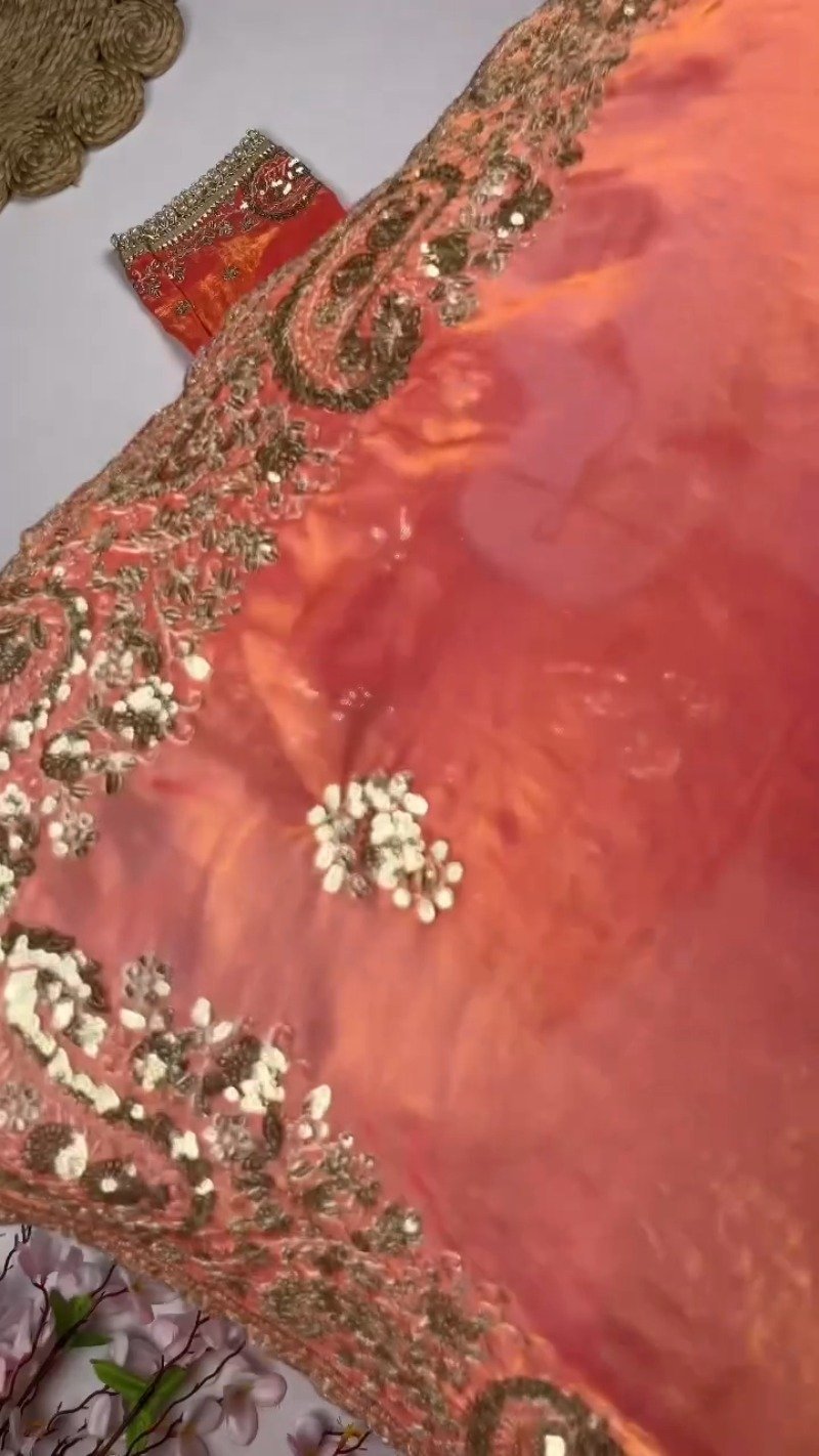 Opulent Paisley Embellished Saree Ensemble β Available in Crimson & Deep Plum - Image 8