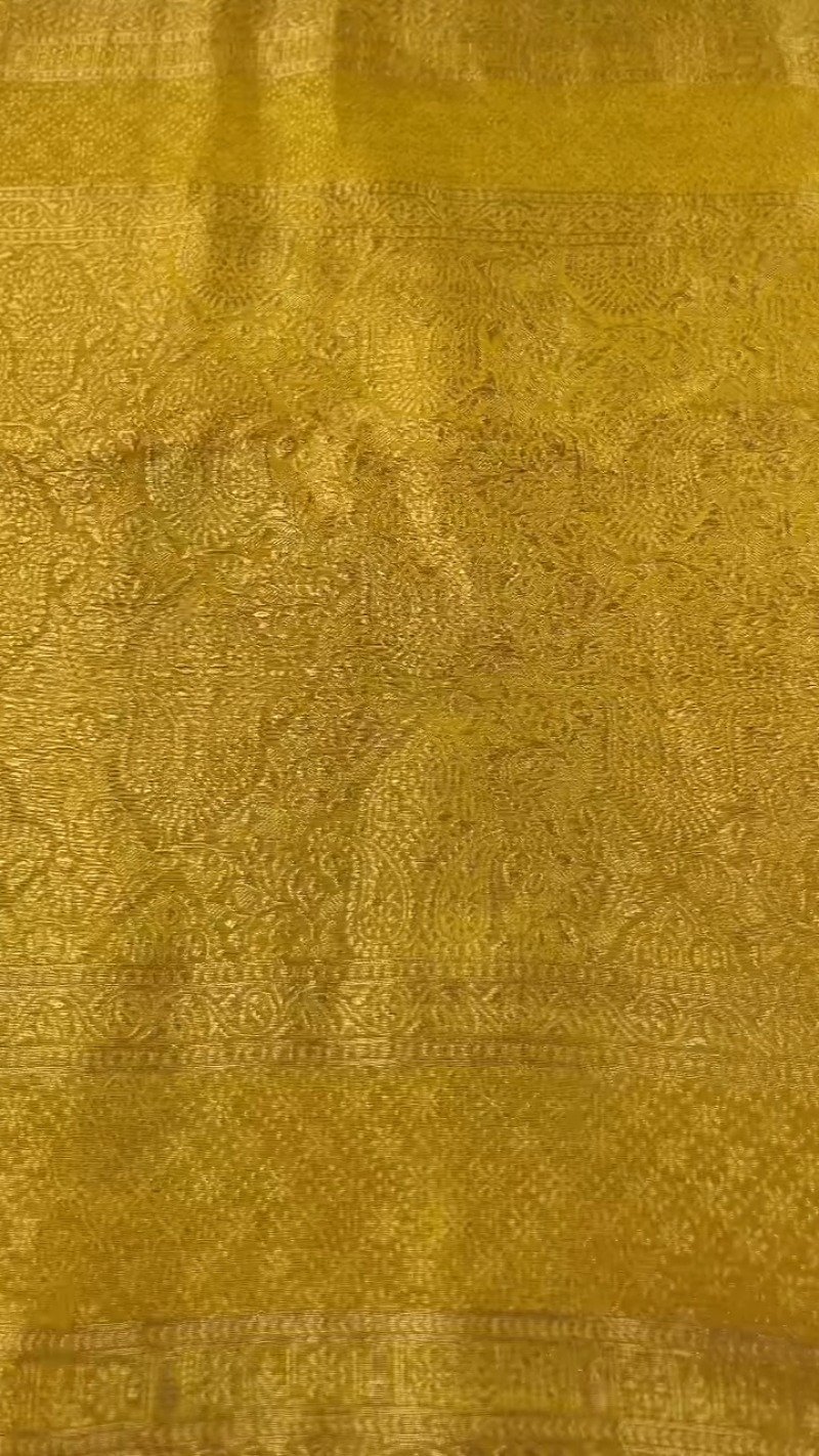 Opulent Hand-Embellished Silk Saree with Contrast Designer Blouse โ Available in Mustard & Pink - Image 3
